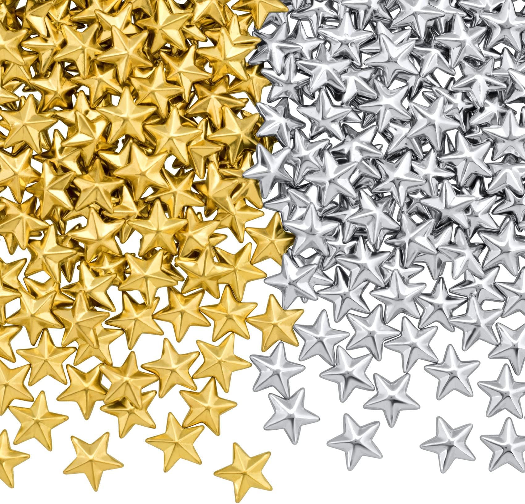800 PCS Hotfix Iron On, Flat Back Stars Studs - 1/4" Flatback Glue on Studs 500pcs (Gold and Silver, 8x8mm)