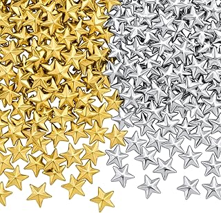 PAGOW 800 PCS Hotfix Iron On, Flat Back Stars Studs - 1/4" Flatback Glue on Studs (Gold and Silver, 8x8mm)
