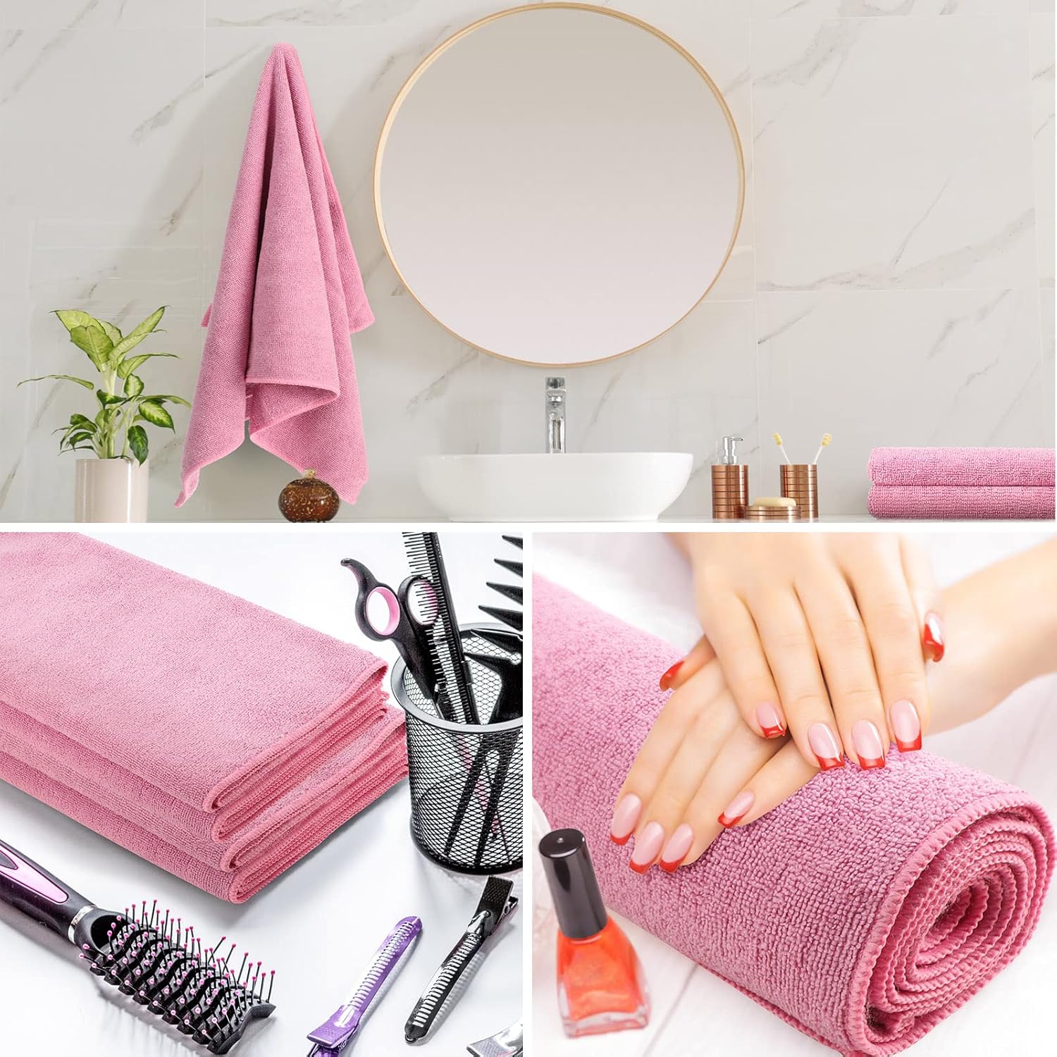 Panelee 36 Packs of Bleach Proof Towels Microfiber Absorbent Salon Towels Bleach Resistant Salon Hand Towels for Gym, Bath, Spa, Shaving, Shampoo, Home Hair Drying, 16 x 28 Inches (Pink) - Image 5