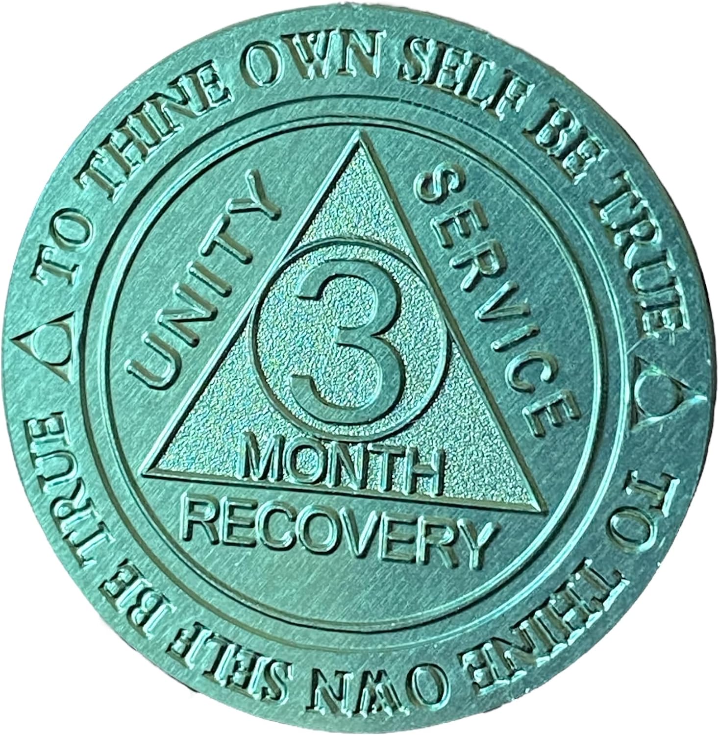Bulk Lot of 25 Aluminum 3 Month AA Medallions Green 90 Day Sobriety Chips Serenity Prayer Back