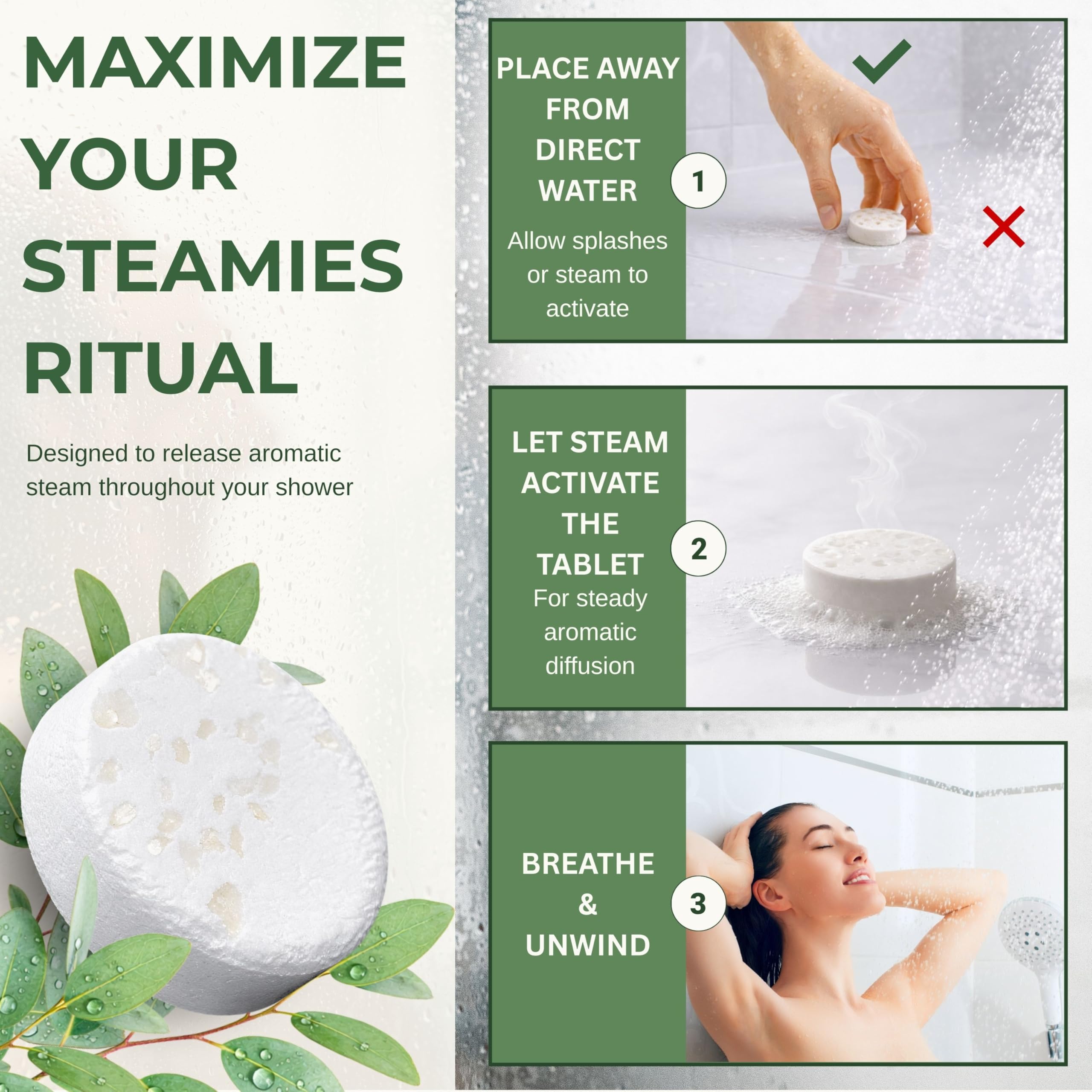 STEAMIES Aromatherapy Shower Steamers Tablets, 15 Pack