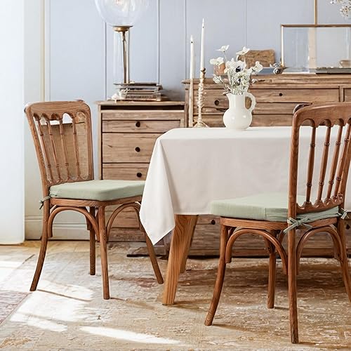 Miniatura 7 de Battilo - Cojines para sillas de comedor con lazos, almohadilla para silla de cocina para interiores y exteriores con respaldo antideslizante, cojín