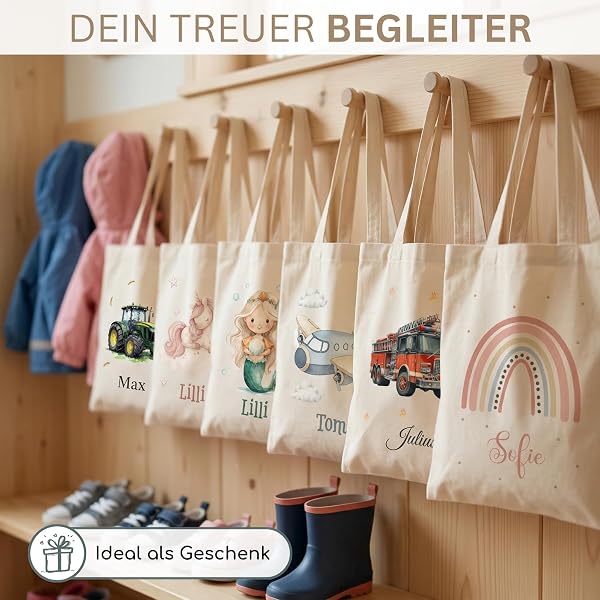 Stoffbeutel Jutebeutel Kindergarten, Wechselkleidung, Jutetasche Hort, Turnbeutel Schule, Sportbeutel Kinder inkl. Textildruck mit Namen nach Wunsch - 3