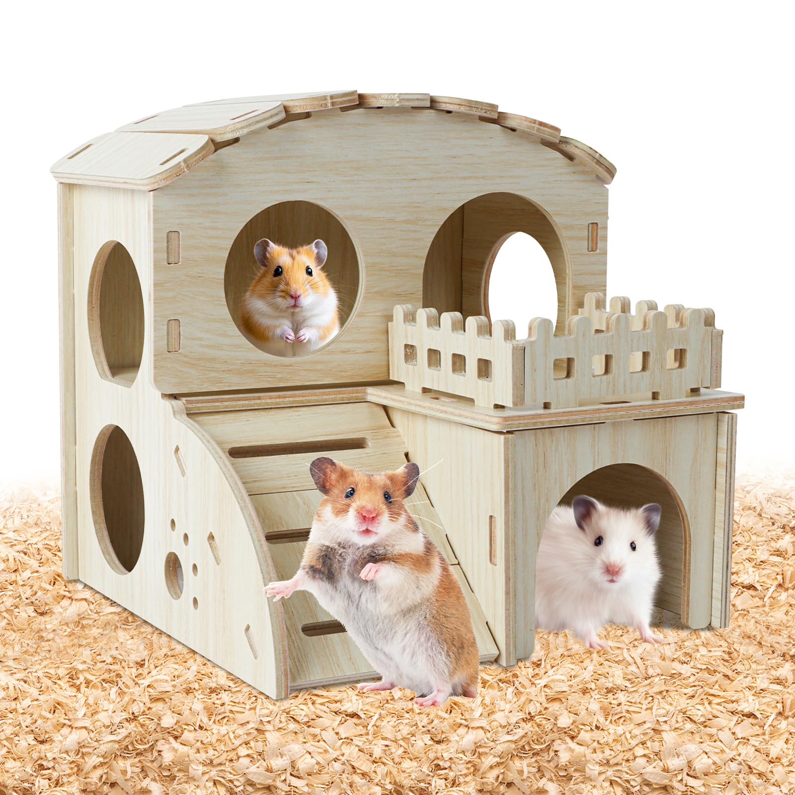 Niche en bois pour hamster et cachette d'angle pour gerbilles Motif A