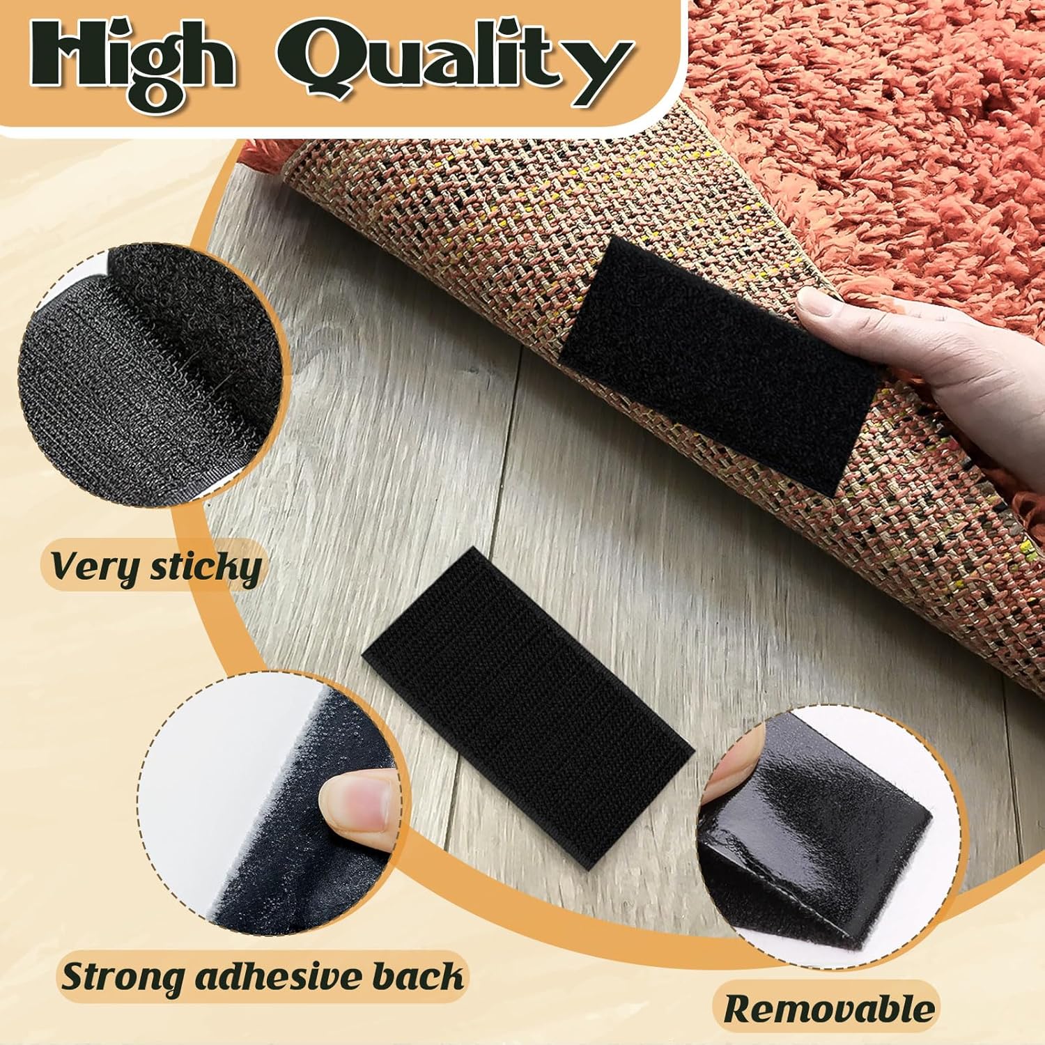 12 Sets - 4x6 inch Hook and Loop Strips with Adhesive,Black Hook and Loop Self Sticky Double Sided Heavy Duty Strips, Sticky Back for Fabrics Nylon Adhesive Tape for Home Office School and Crafting - Image 6