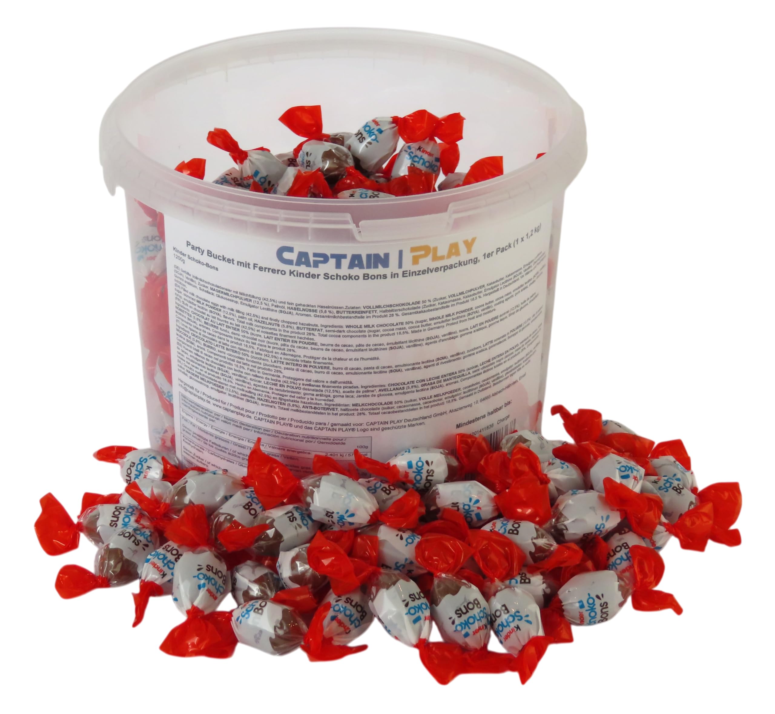 Party Bucket mit Ferrero Kinder Schoko Bons in Einzelverpackung, 1er Pack (1 x 1,2 kg)