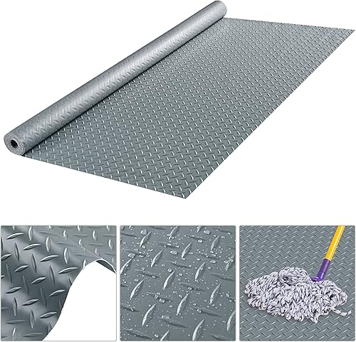 Miniatura 10 de Yescom Tapete de garaje con diseño de diamante para estacionamiento cubierta protectora para remolque PVC de 13 x 5 pies para debajo del automóvil