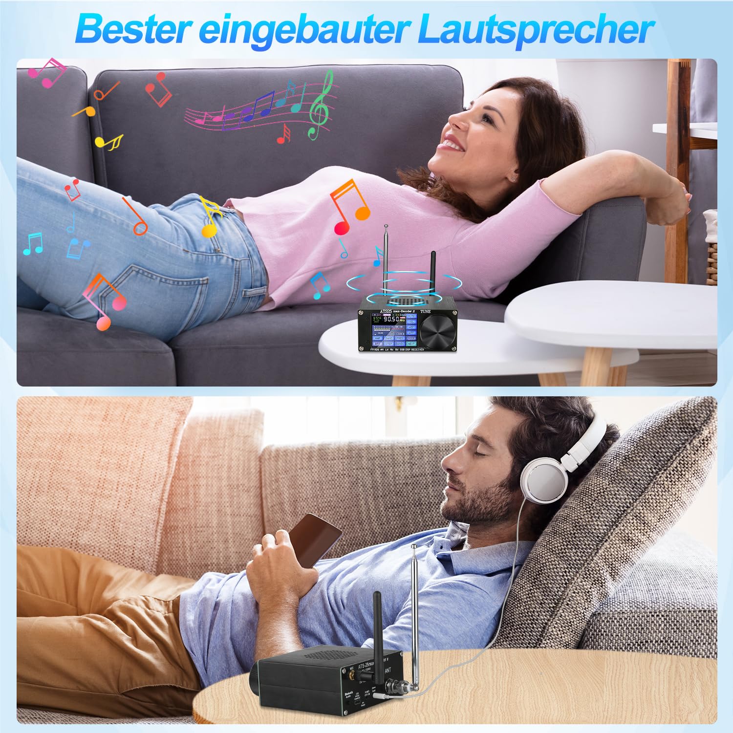 ATS25 Max-Decoder ii Si4732 Vollband-radioempfänger mit 4000mA,unterstützt HI-Z-Antenneneingangsimpedanz und LNA-Funktionsmodus, Eingebaute Bandpassfilterschaltung, FM AM SSB DIGI(PSK) SYNC CW DSP