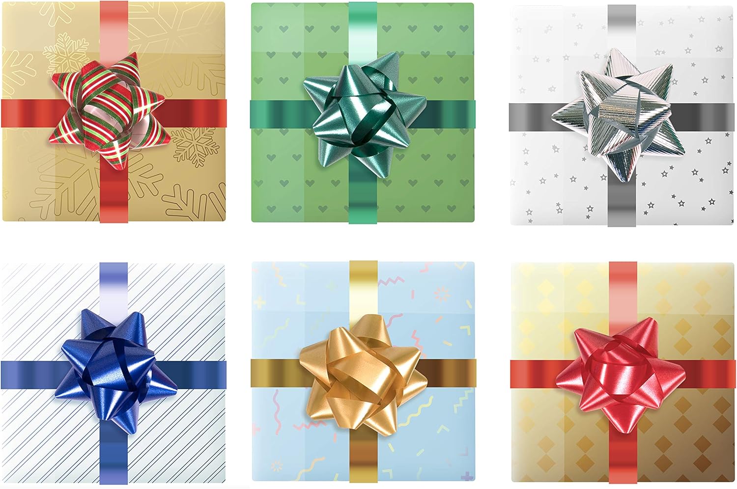 Christmas Bows for Presents - 108 Pack Stick On Gift Bows Holiday Wrapping Supplies : Health & Household