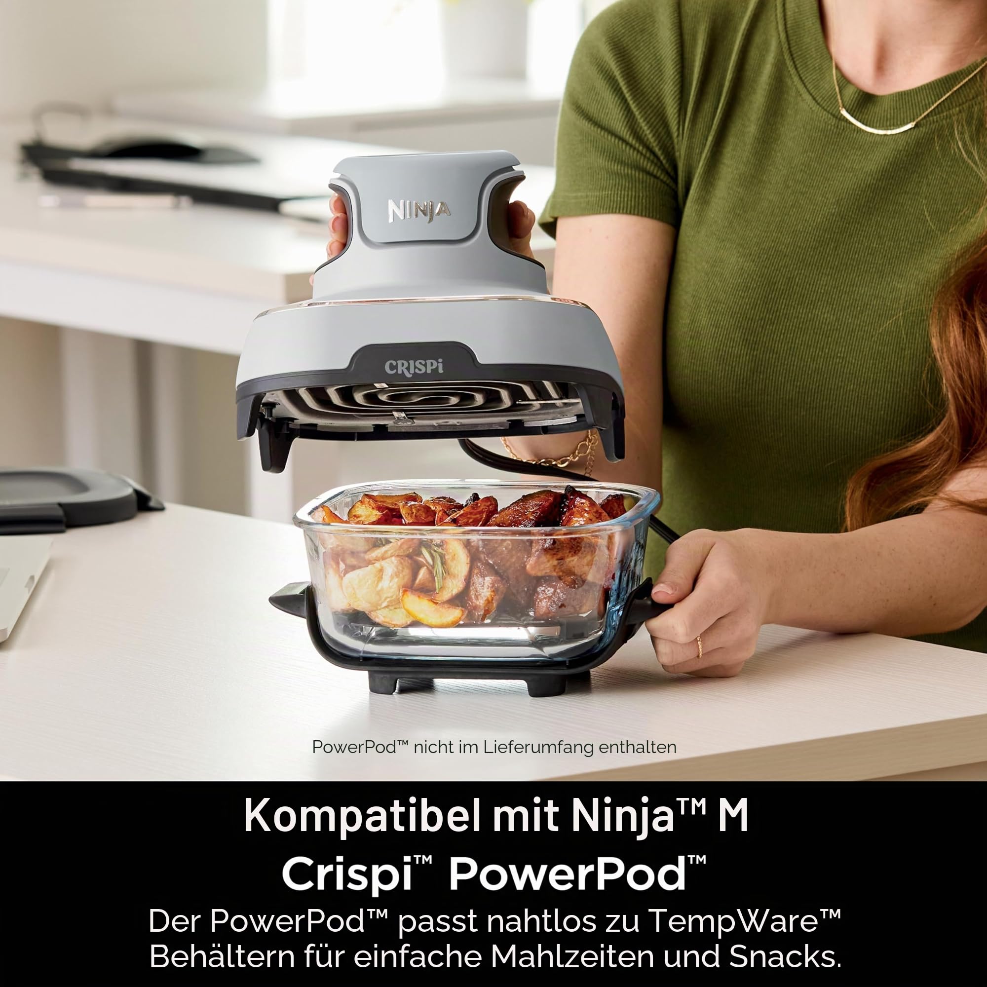Ninja TempWare Glasbehälter mit auslaufsicherem Aufbewahrungsdeckel, kompatibel Crispi tragbares Kochsystem, mikrowellen-, gefrier- und spülmaschinenfest, PFAS-freie Glaskochfläche | 250 °C, PFAS- und PTFE-frei, mikrowellen-, gefrier- und spülmaschinenfes