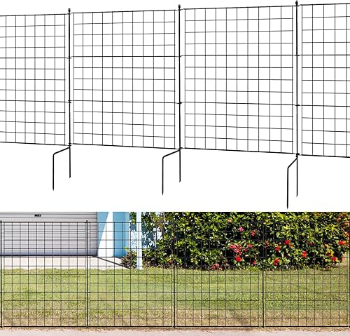 ICITYWALL Valla de jardín de 10 paneles de 32 pulgadas de alto x 23.2 pies de largo, patente de diseño de estaca sólida, valla de borde para perros,