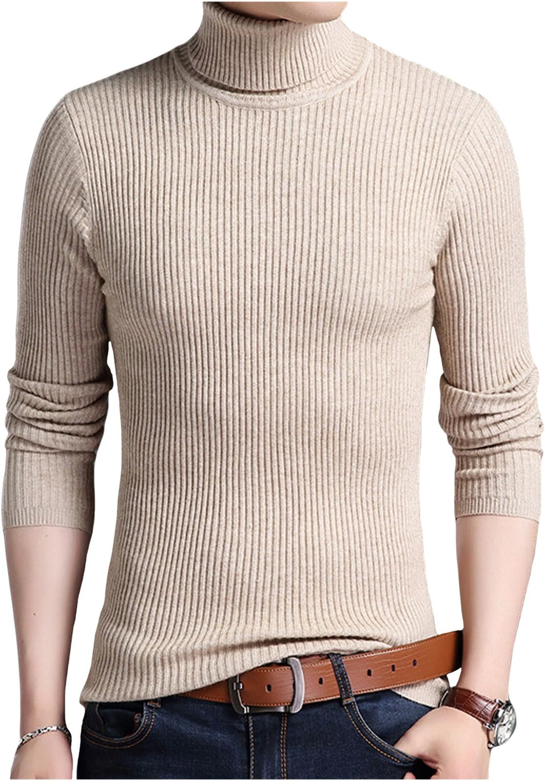 Mens Pullover Slim Fit Knitwear Warm Turtleneck Sweaters