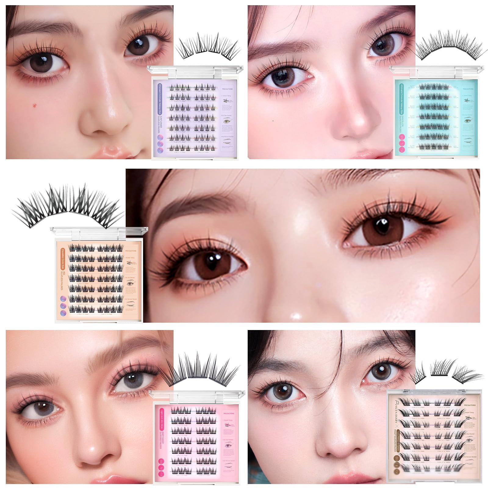 Amazon | MLEN DIARY つけまつげ のり不要 部分つけまつげ 接着剤不要