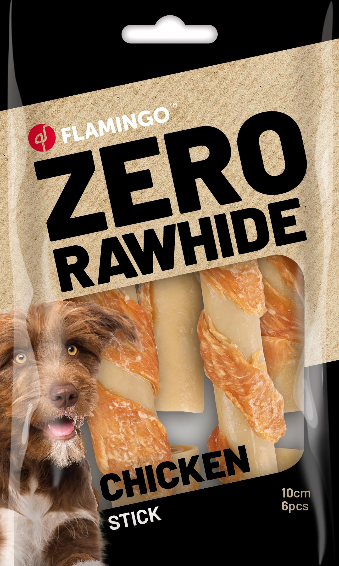 Flamingo Friandise Chien – Bâtonnet sans Peau Bovine au Poulet – 10cm – 120g – Simple et Savoureux