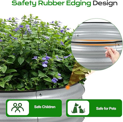 Miniatura 8 de Aoodor Kit de cama de jardín elevada galvanizada de 2 piezas, 9 pulgadas de alto Aluzinc de metal redondo de 30 pulgadas para verduras, flores y