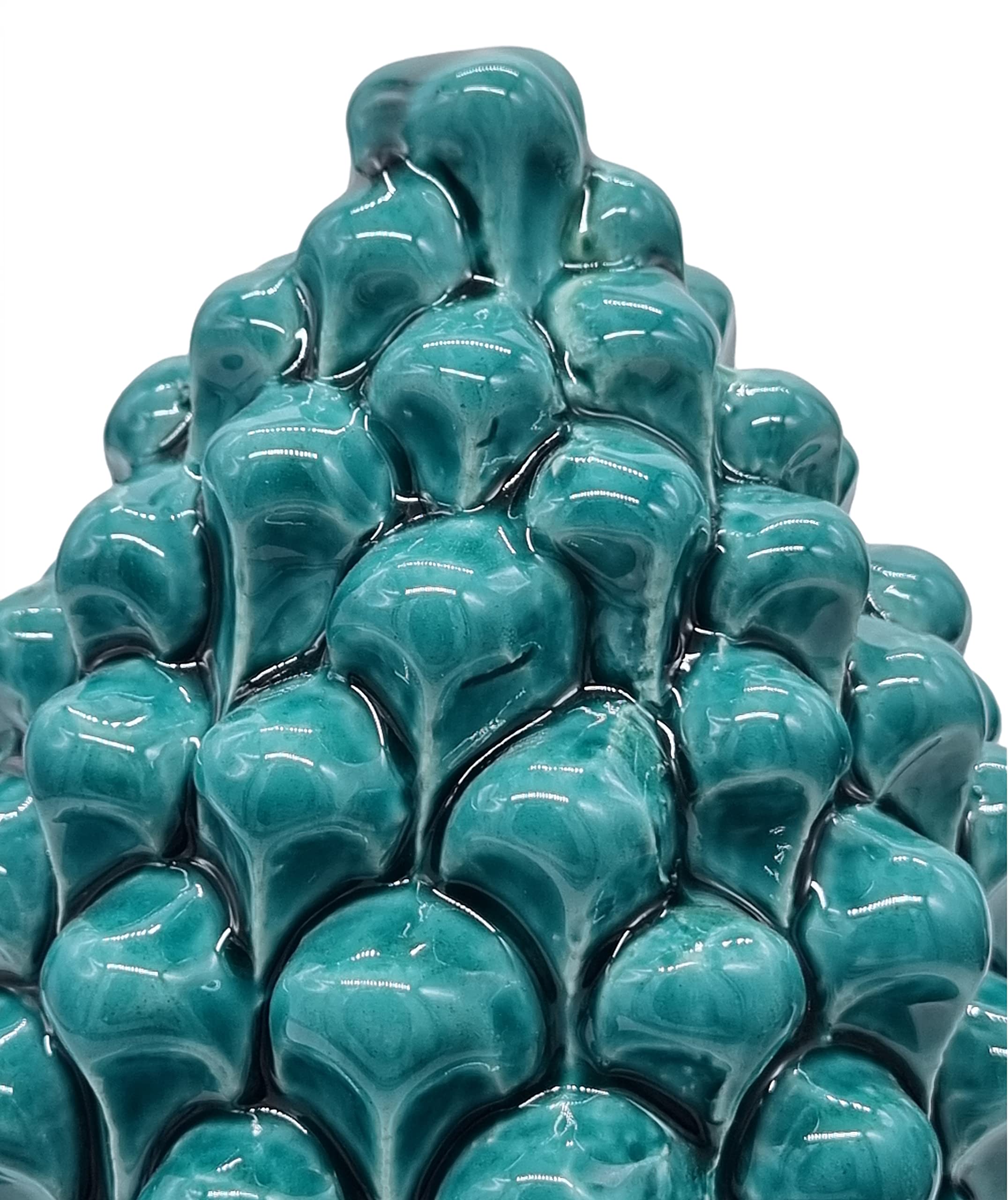 sicilia bedda - Pigna in Ceramica Siciliana - Prodotto Realizzato Interamente a Mano - Pigna Decorativa (Verde Acqua, 22_x_14Cm)