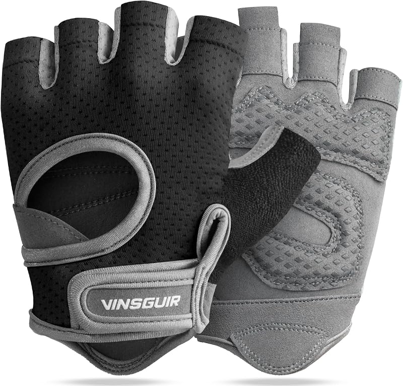 VINSGUIR Guantes de entrenamiento para mujeres y hombres, guantes de levantamiento de pesas transpirables y acolchados