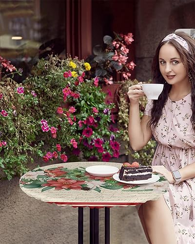 Miniatura 10 de Mantel redondo de hojas florales, ajustable, manteles elásticos impermeables para interiores y exteriores, mantel elástico para cenas, fiestas,