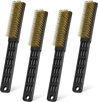 4 Pcs Bowling Shoe Brushes Wire Brushes for Cleaning Bowling Accessories Professional Cleaning Brass Metal Brush Set for Dirt and Paint Improve Scrubbing Removing Automotive Welding Slag