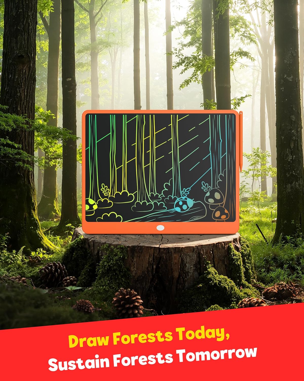 TEKFUN LCD Writing Tablet for Adults, Large Doodle Board, 16 Inch Colorful Drawing Tablet Writing Pad, Toddler Toys for 3 4 5 6 7 8 9 Year Old Girls Boys Teen, Birthday Gifts for Kids (Orange)