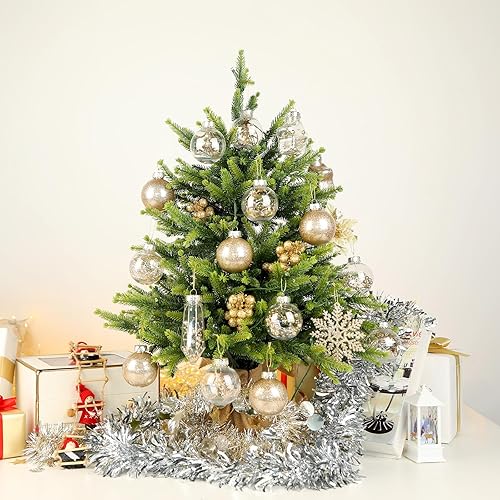 Miniatura 5 de SHareconn Juego de 86 adornos transparentes para árbol de Navidad, bolas de plástico irrompibles y transparentes para decoración de árbol de