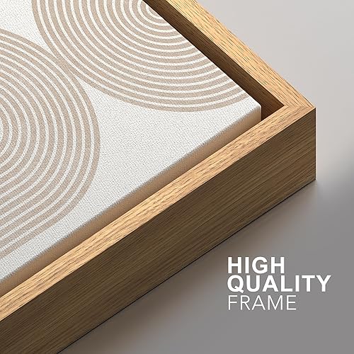 Miniatura 5 de SIGNFORD Lienzo Enmarcado Impresión Arte de Pared Juego Beige y Blanco Duotono Geométrico Espiral Polígonos Formas Abstractas Ilustraciones Arte