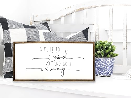 give it to god and go to sleep sign - bible verse wall art - scripture wall art - inspirational wall art - bedroom decor - christian wall art (10x20
