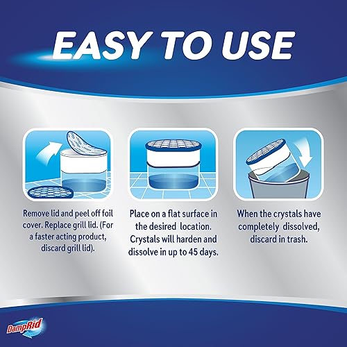 Miniatura 6 de DampRid Absorbedor de humedad desechable sin fragancia con carbón activado, 18 onzas, paquete de 3, absorbente de humedad y removedor de olores