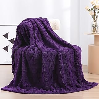 Deep Purple Fleece Throw Blanket 50”×60” for Couch Sofa Bed,Super Soft C...