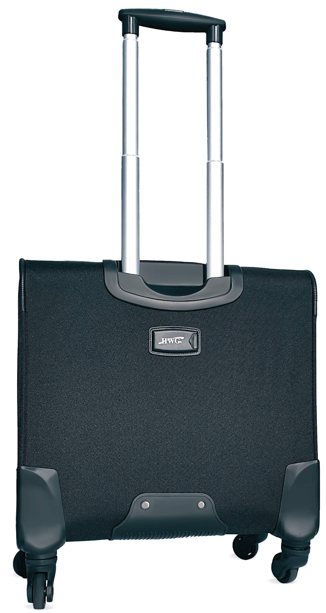 HWG® Pilotenkoffer mit Laptopfach - 4 Rollen Businessgepäck Trolley - Reisegepäck Reisekoffer - Aktenkoffer für Business - Schwarz, 45x50x25 cm