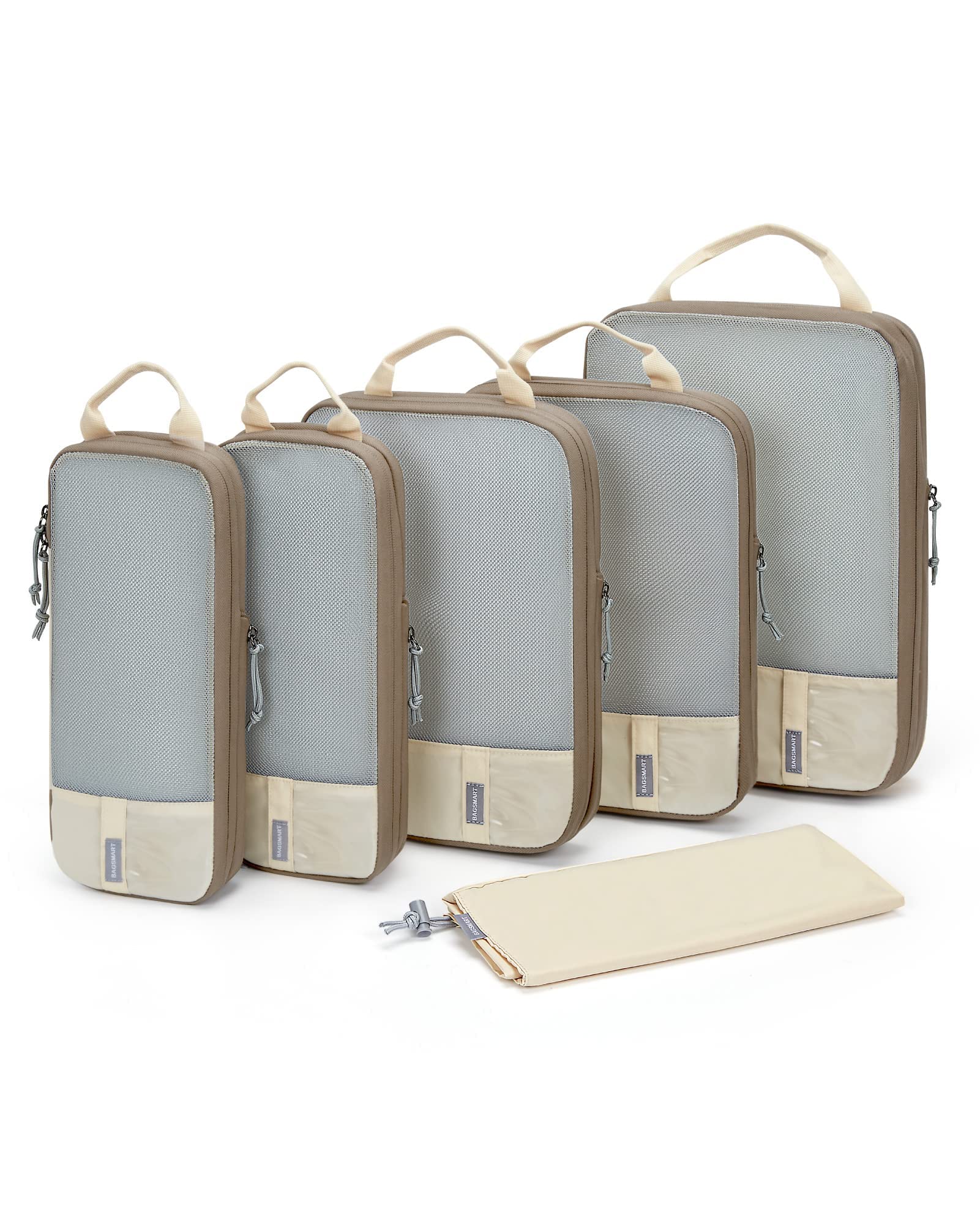 Compression Packing Cubes for Suitcases, BAGSMART 6 Set Travel Organizer Cubes for Travel Essentials, Expandable Luggage Suitcase Organizer Bags Set, Lightweight Packing Organizers as Travel Accessories for Women / Men