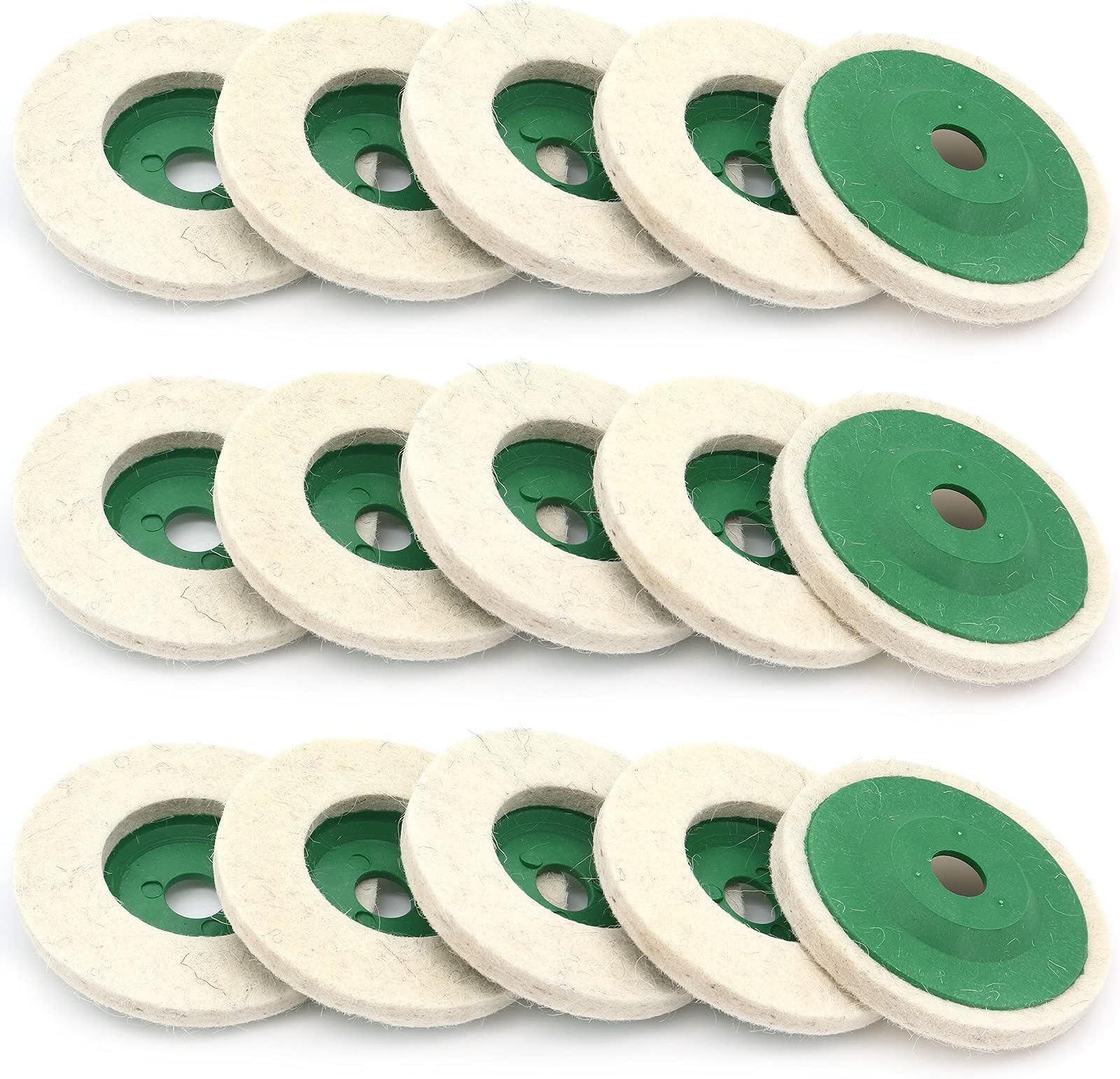 YuhtechPolishing Wheel, 15 Pcs 4 inch 100mm Sanding Buffing Disc Buffing Pads Polishing Disc Pad Kit for Angle Grinder Green