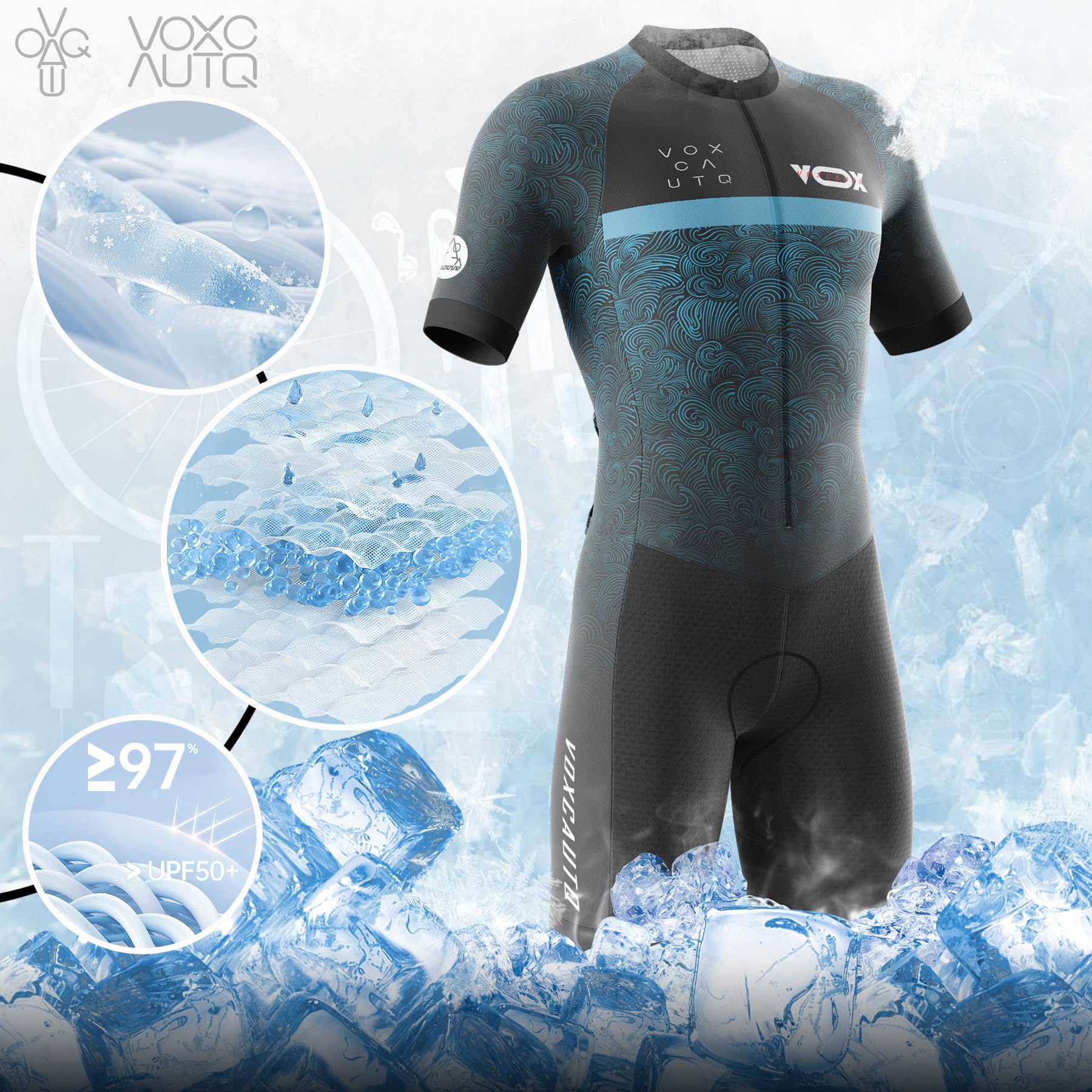 Męski kombinezon rowerowy z wyściółką żelową, kombinezon triathlonowy, męski, triathlonowy, krótki rękaw, szybkoschnący kombinezon rowerowy z 3 tylnymi kieszeniami, do treningu rowerowego