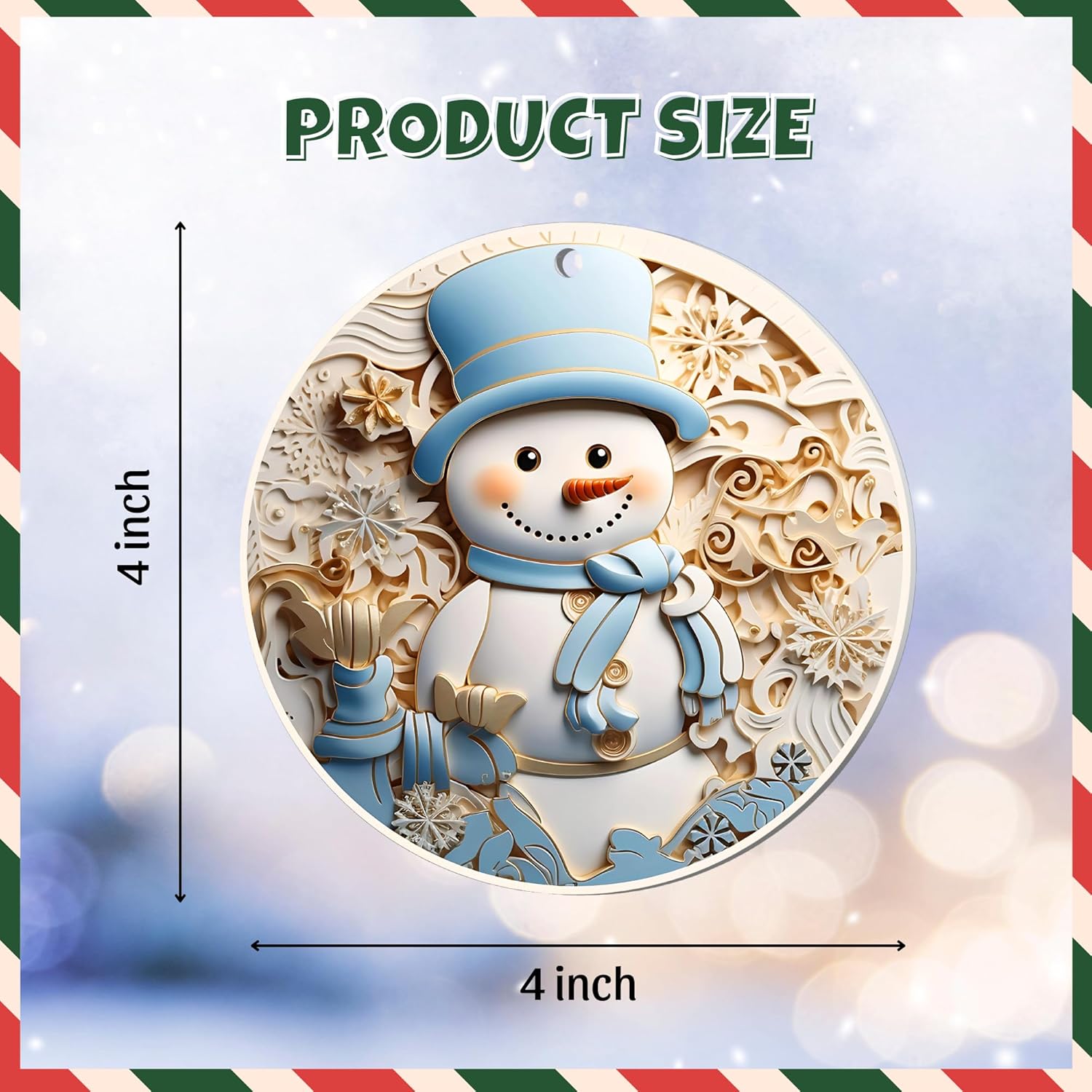 Blue Snowman Christmas Ornament – Cute Blue Snowman Holiday Decor for Tree – Round Layered Acrylic Christmas Decoration – Navidad 2025 Ornament – 2025 Dated Ornaments - Image 9