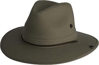 Henschel Hats Oswego Aussie Hat - Cotton Outdoor Hat with 3 Inch Snap Up Brim - Low Crown and Chin Cord Perfect for Outdoor