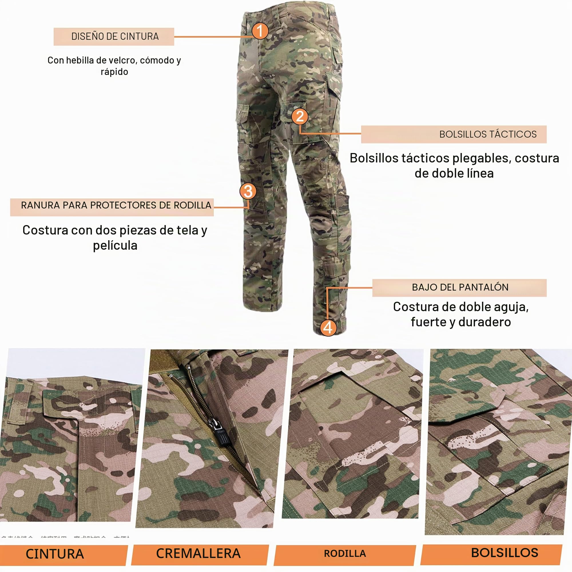 YUSHOW Traje Airsoft Camisa de Paintball Pantalones Militares de manga larga 1/4 Zip camuflaje Uniform Caza Escalada BDU