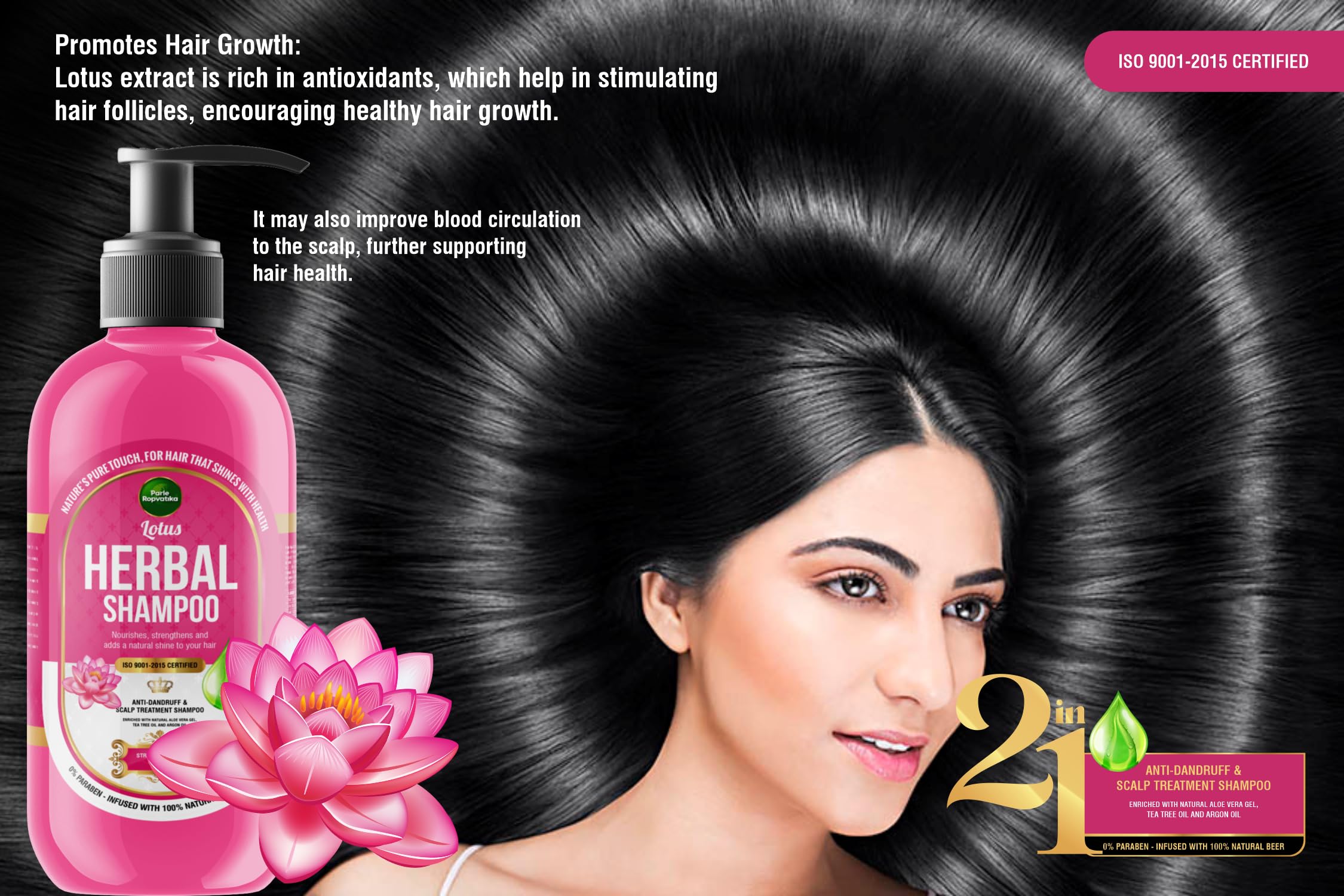 Parle Ropvatika 5 Liter Lotus Herbal Shampoo, Anti-Dandruff, Hair Fall Control and Scalp Treatment with Natural Ingredients, Tea Tree Oil, Aloevara and Argan Oil, for Men Woman (Lotus 5 Liter) 1