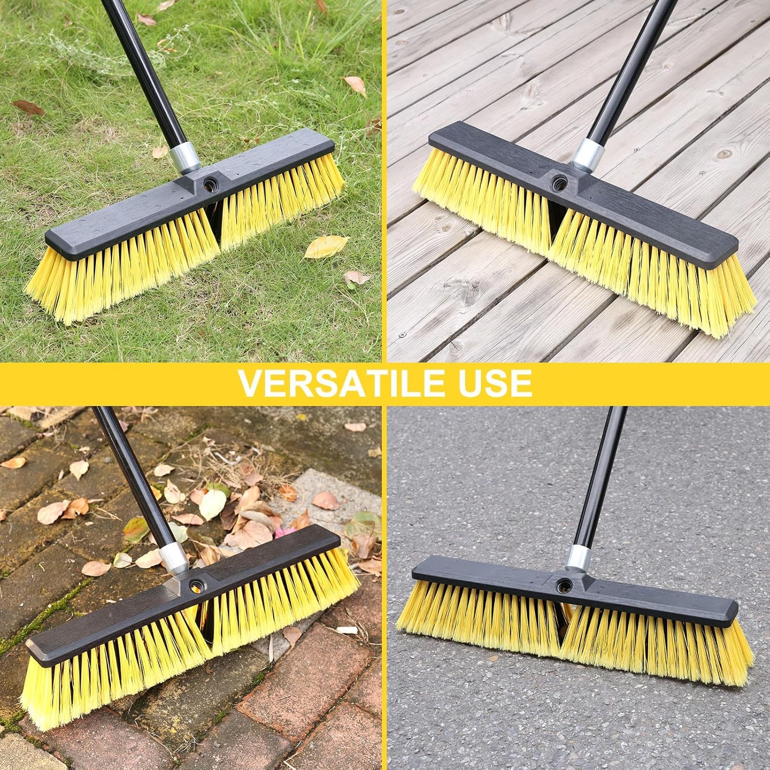 KeFanta scopa da esterno da 45 cm – resistente con manico lungo 160 cm per terrazze, vialetti, garage, cortili, magazzini e pulizia di pavimenti in cemento, giardino per