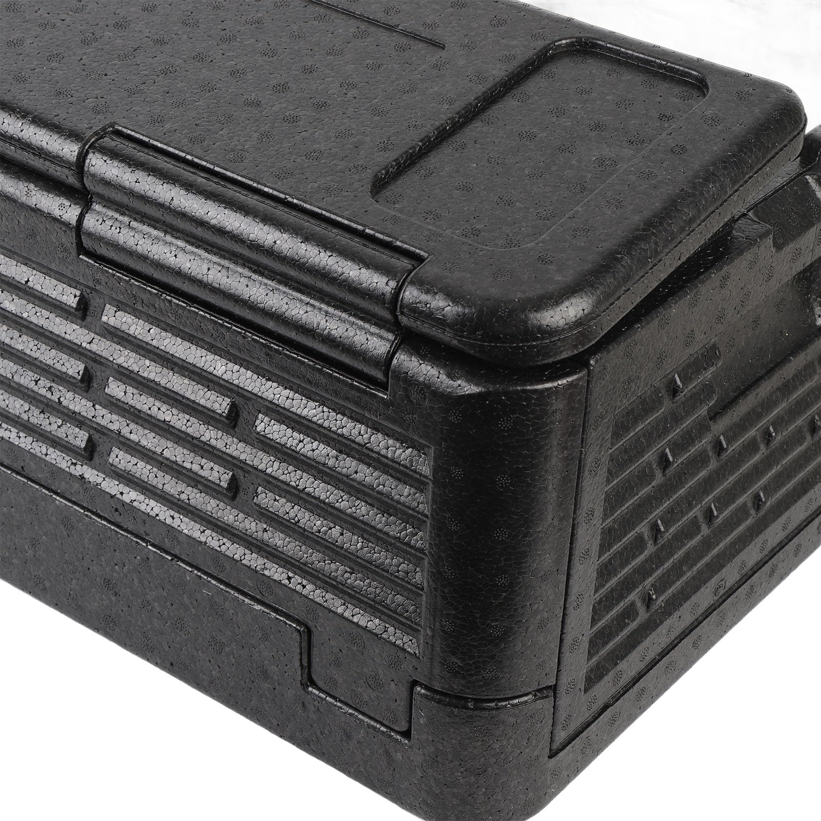 KKPLZZ Caja Isotérmica para Transportar Alimentos, Caja Plegable de Gran Capacidad de 60 Litros con Aislamiento Térmico y Material EPP de Primera Calidad para Camping, Picnic, Pla (Negro)