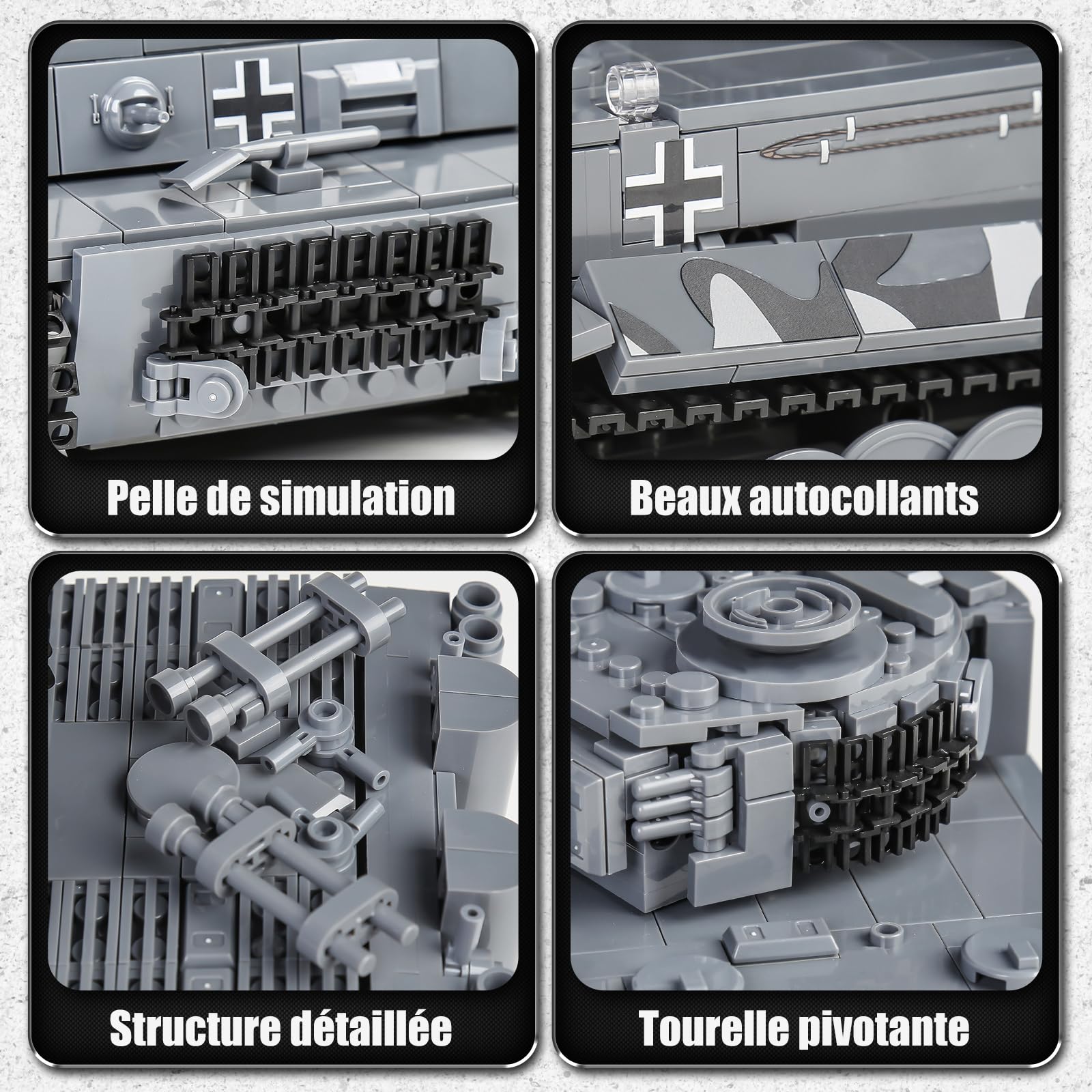 Mould King 20014 Technik Tank Building Blocks Model, 800+ szt. Wojskowy czołg z klocków, Zabawka konstrukcyjna z silnikiem, Prezent dla dorosłych i dzieci od 14 lat