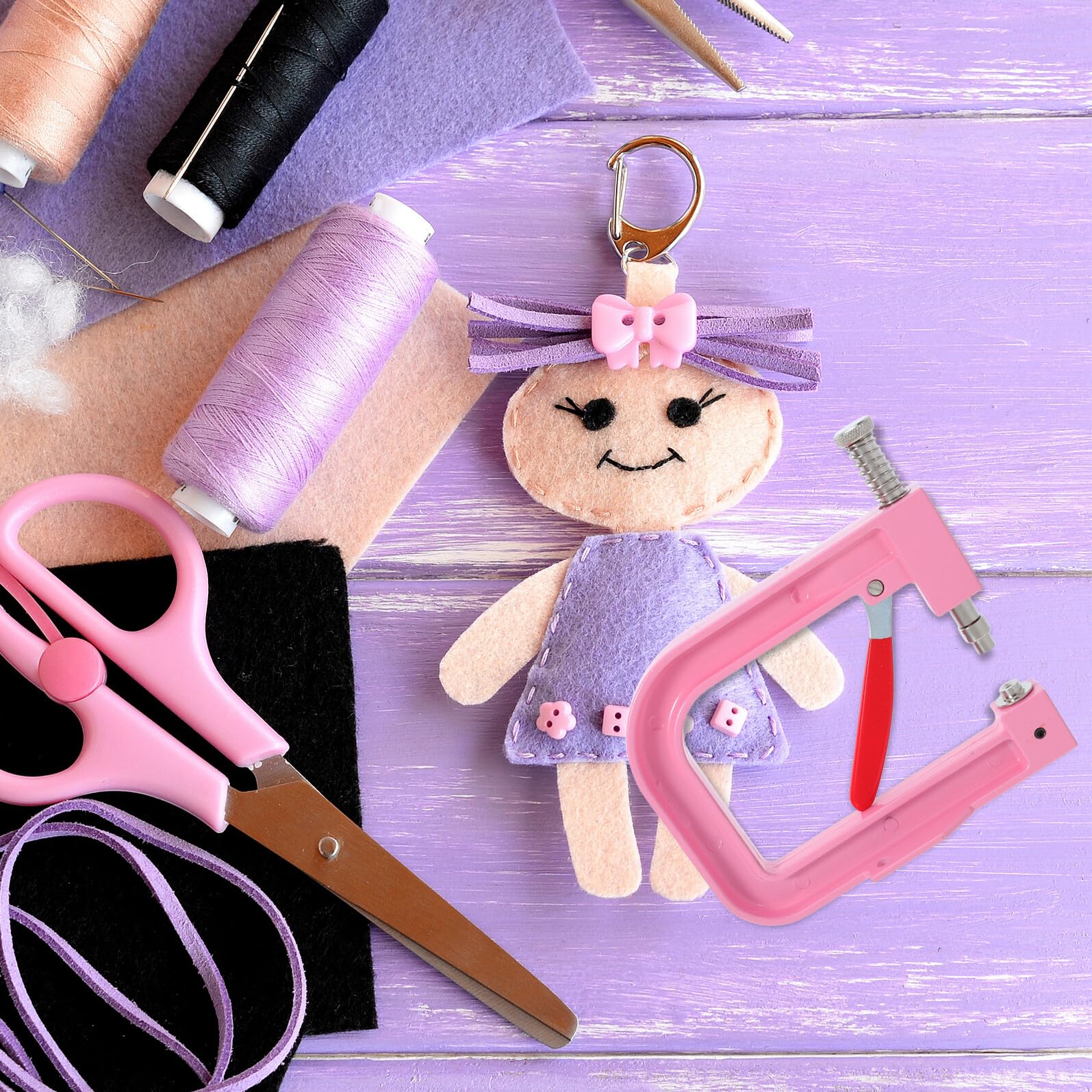 Juego de Herramientas para Engarzar Cuentas Prensa Manual Rosa Kit Máquina para Fijar Perlas Beige Remaches Redondos para Ropa Bolsos Zapatos y Manualidades de Bricolaje