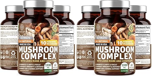 Complejo de hongos N1N Premium 10 hongos potentes con Reishi, melena de león, cordyceps, chaga, cola de pavo y maitake para apoyar la salud, las