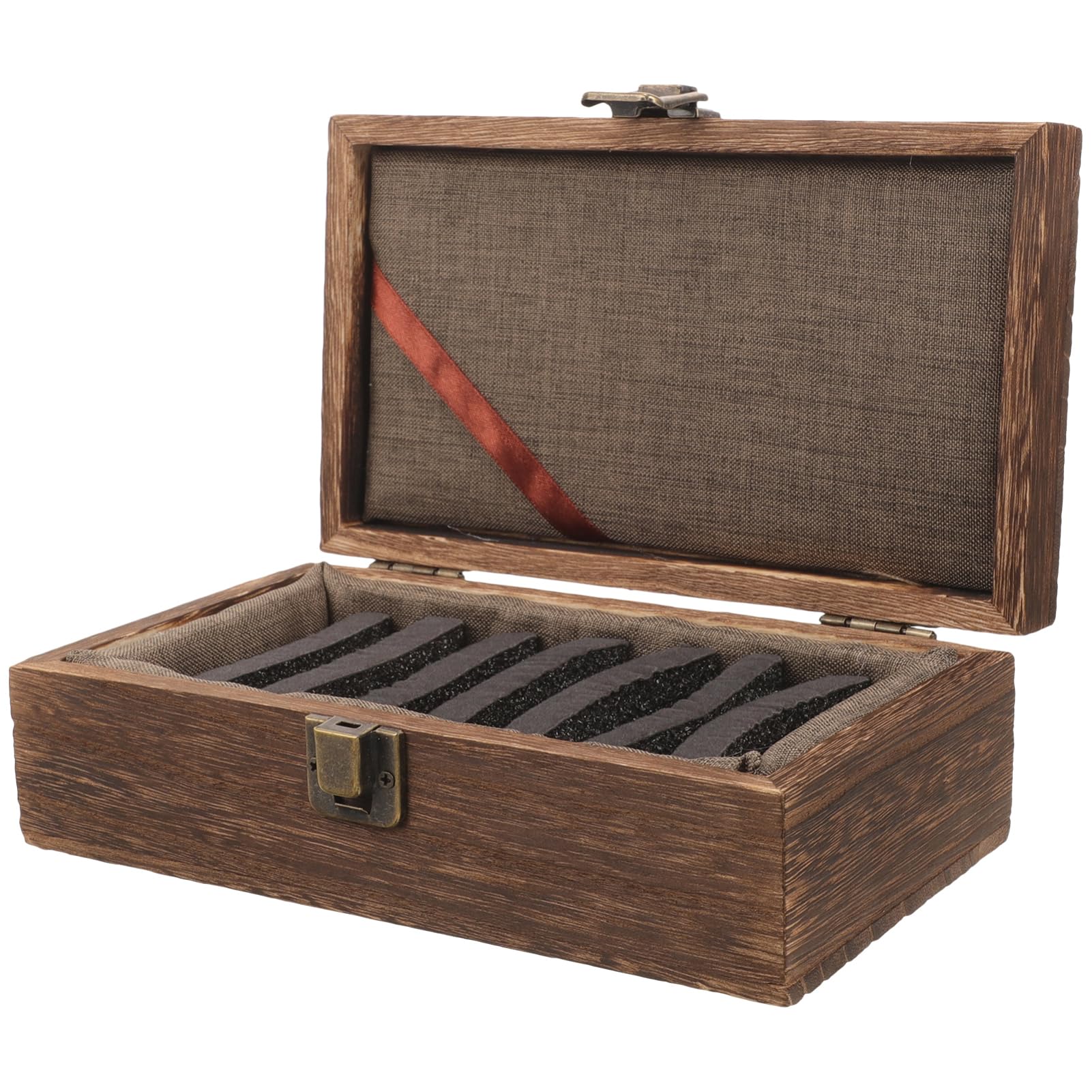 Healvian 4 Pezzi Scatola Legno per Calligrafico con Scomparti Organizer per Timbri e Umidità Leggera e Pratica per Inchiostri e Timbri Design Legno Carbonizzato