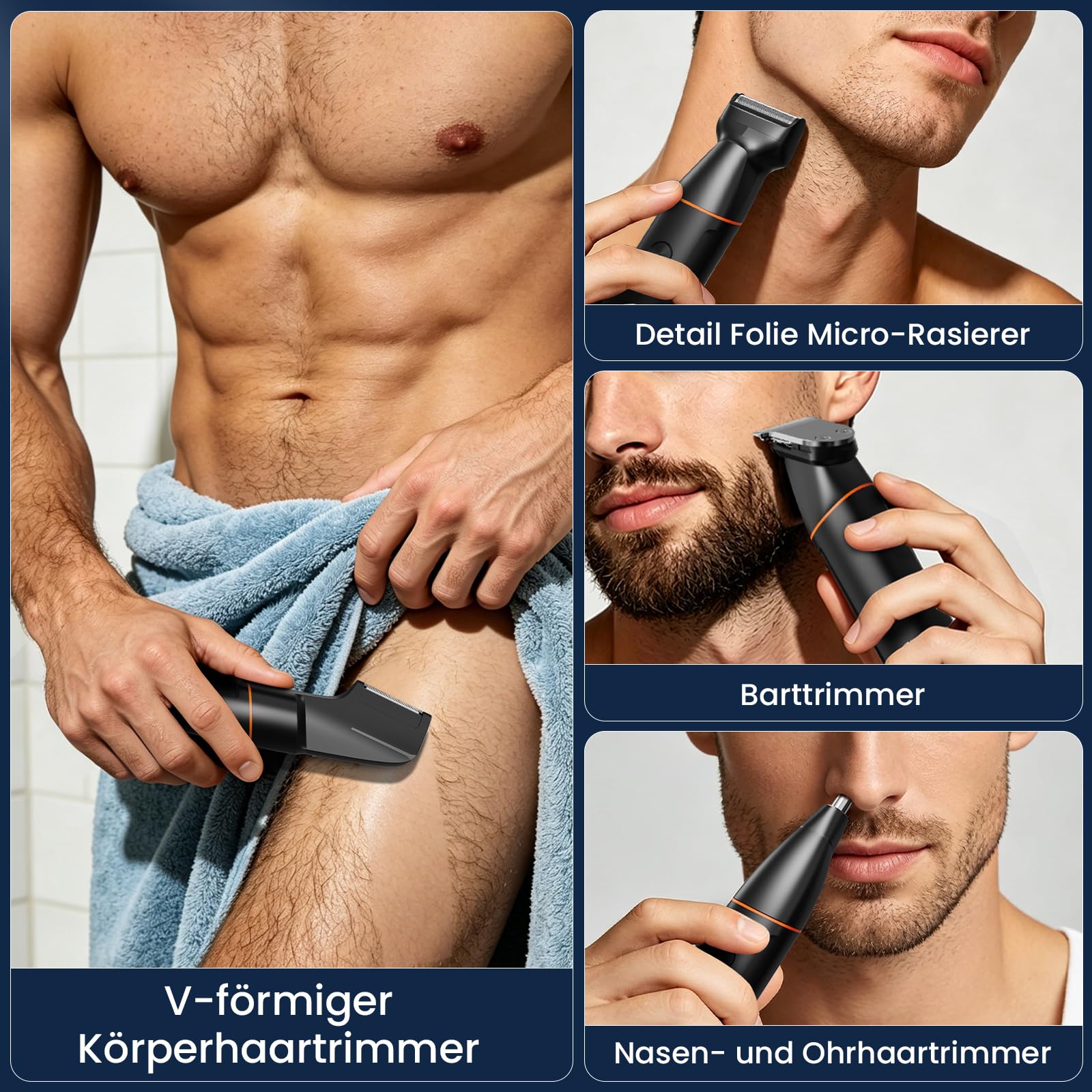 MAXGROOM Intimrasierer Mann, 4-IN-1 Rasierer Herren Intimbereich Wasserdicht, Nass-Trocken Körperrasierer Herren mit LED-Anzeige, Rasierer Herren Elektrisch für Intimbereich Brust Achseln Leiste Hoden
