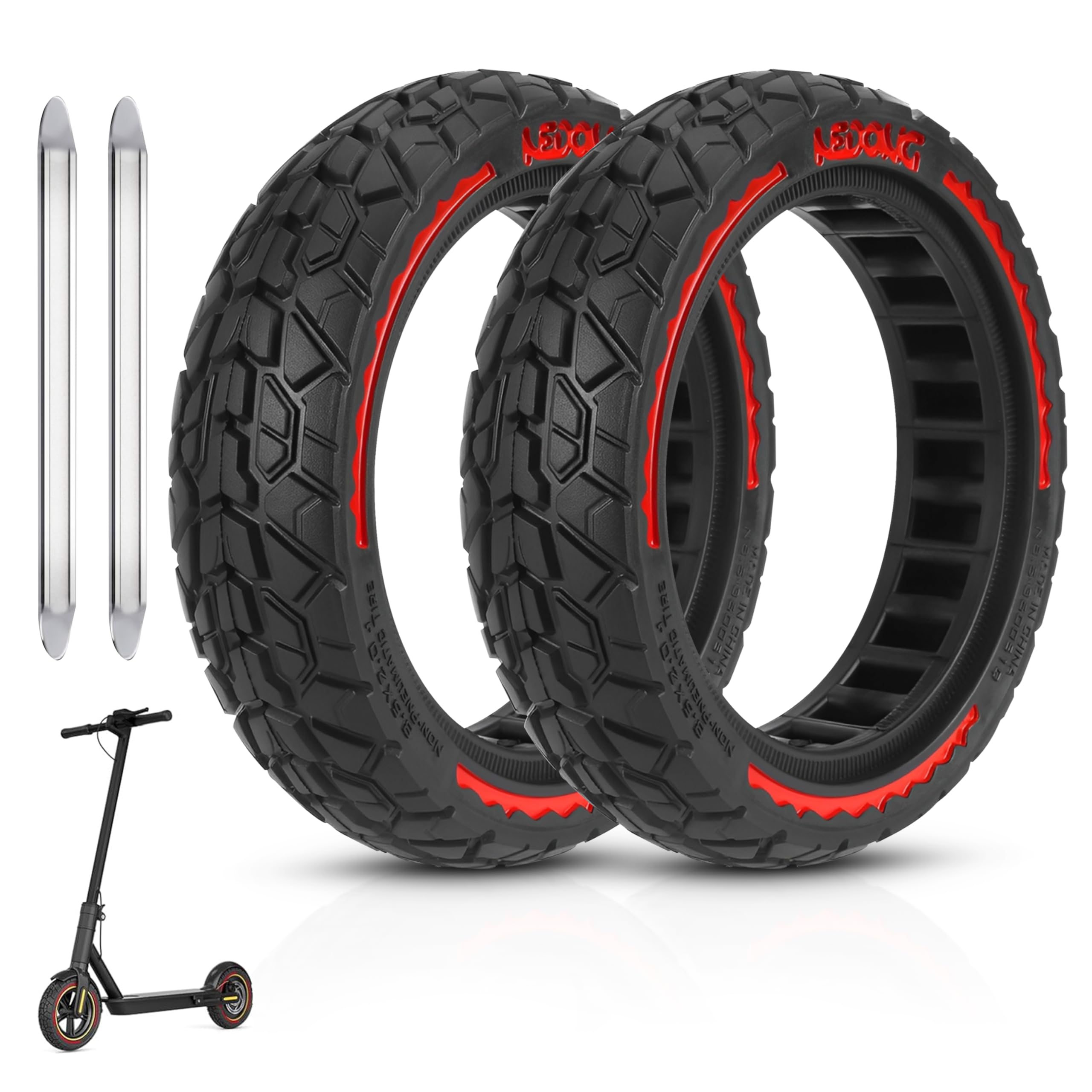 Rueda Patinete Xiaomi Offroad 8.5 Pulgadas(8 1/2x2) para Patinete Electrico, Neumatico Maciza Antipinchazo 50/75-6.1,Accesorios Compatible Con Xiaomi M365/Pro,1S, Eessential,Cecotec (2 Ruedas)