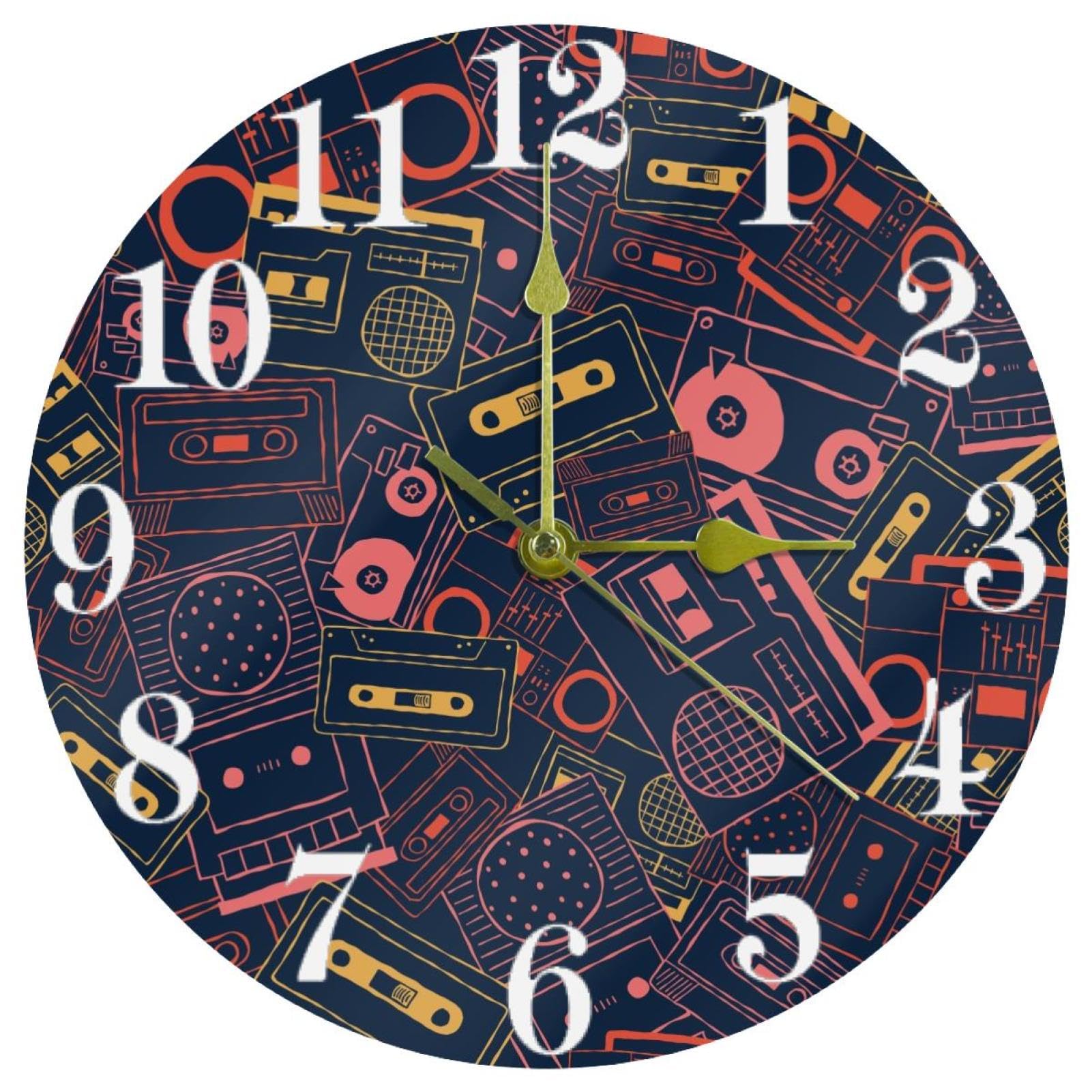 Horloge murale à cassette rétro silencieuse pour travailler sans tic-tac stressant