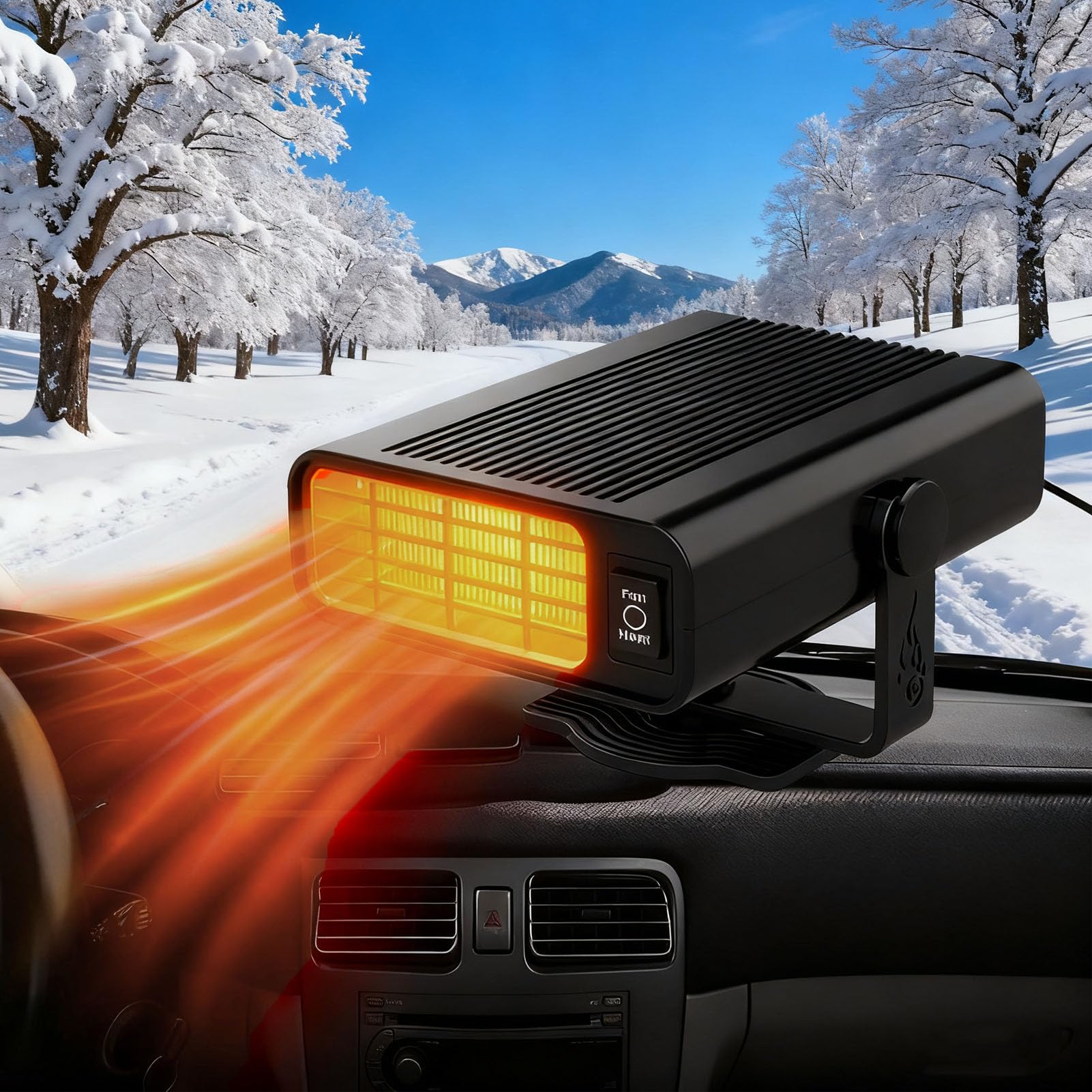 Chauffage de voiture 12V - Ventilateur chauffage de voiture portable d'hiver 150W anti-buée dégivreur chauffage automobile réchauffeur et dégivreur chauffage refroidissement avec