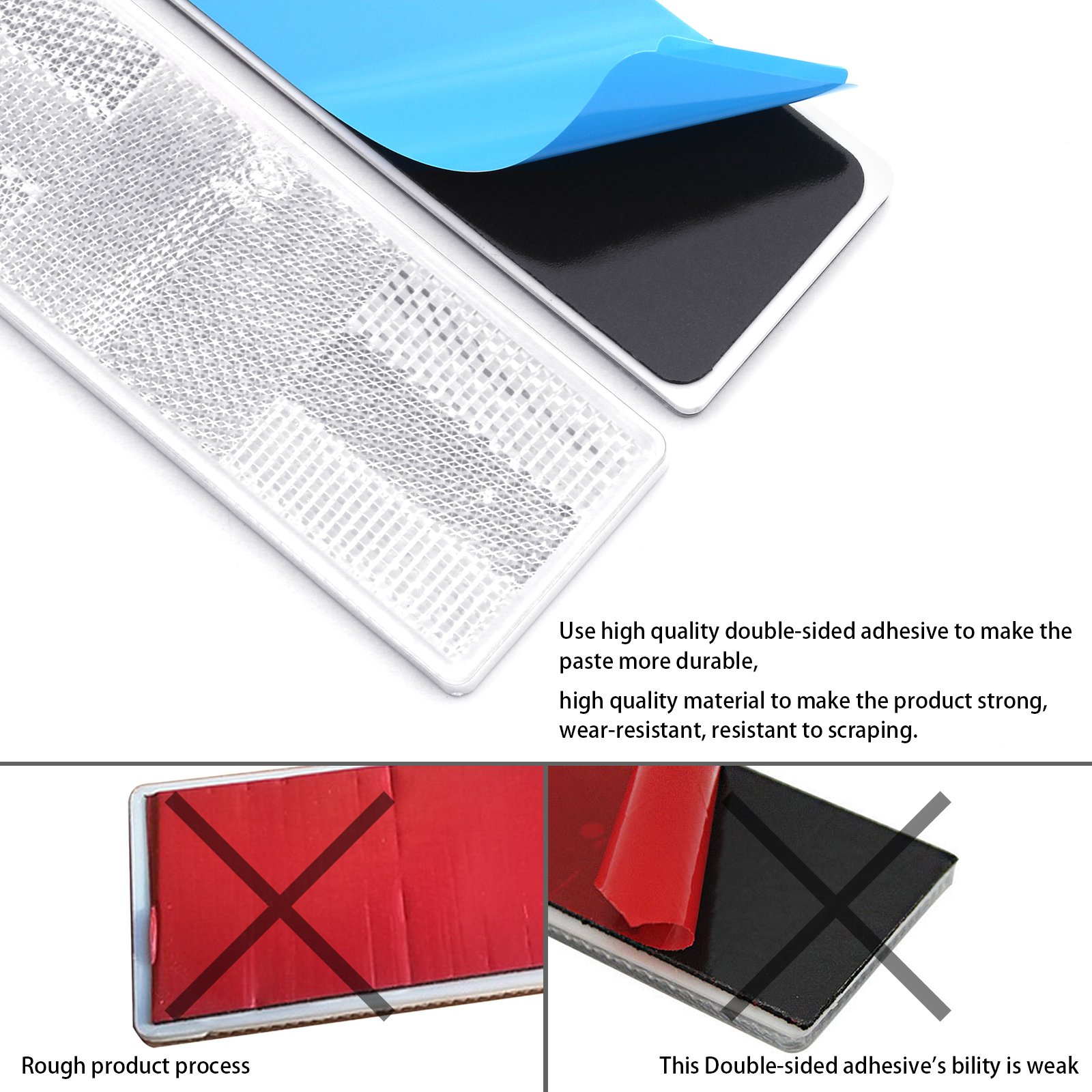 Rectangular Stick Snapklik.com : 12Pcs Plastic Rectangular Stick-on Reflector Self-Adhesive