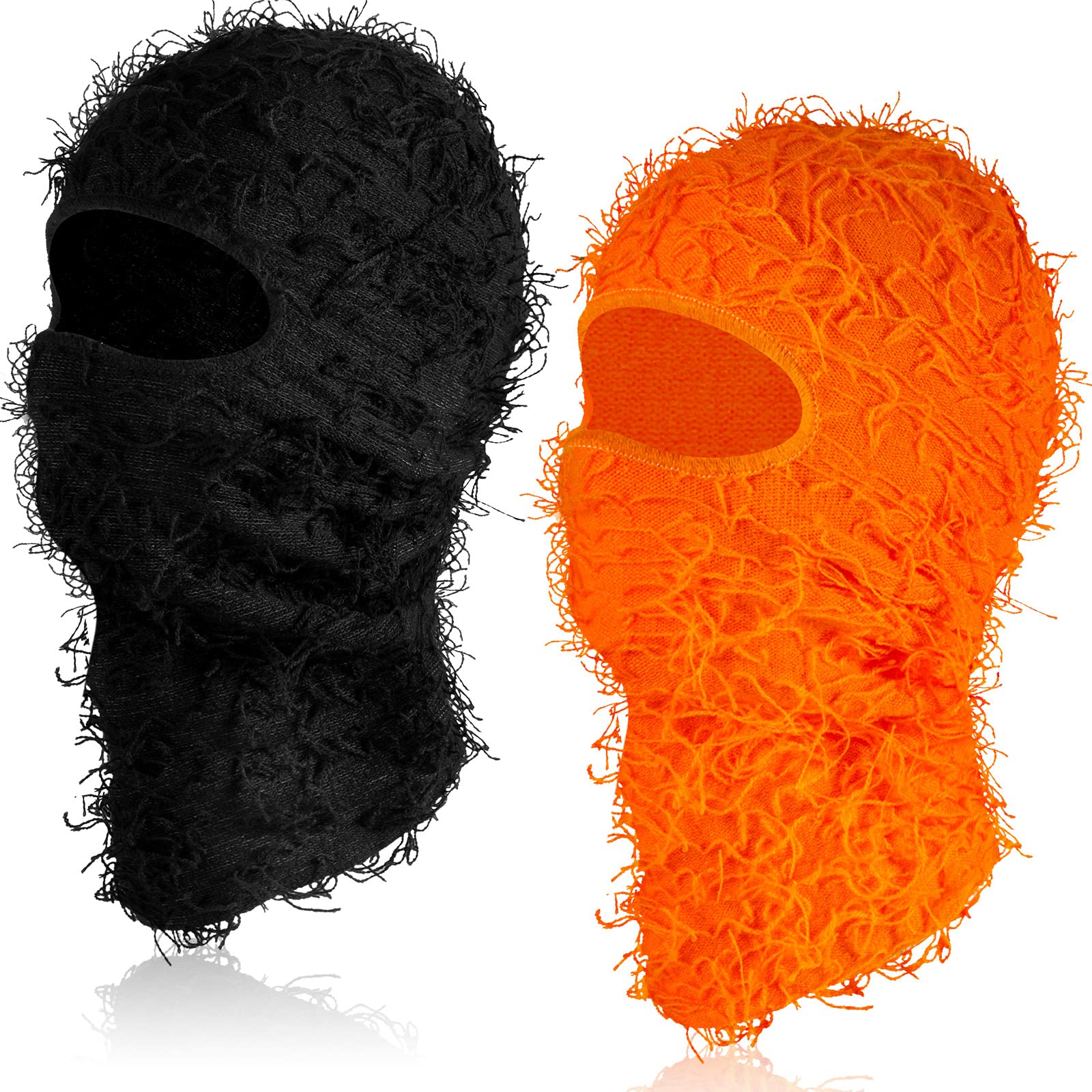 Newcotte2 Pack Adult Distressed Balaclava Ski Mask Full Face Knitted Balaclava Windproof Cool Ski Mask for Cold Weather