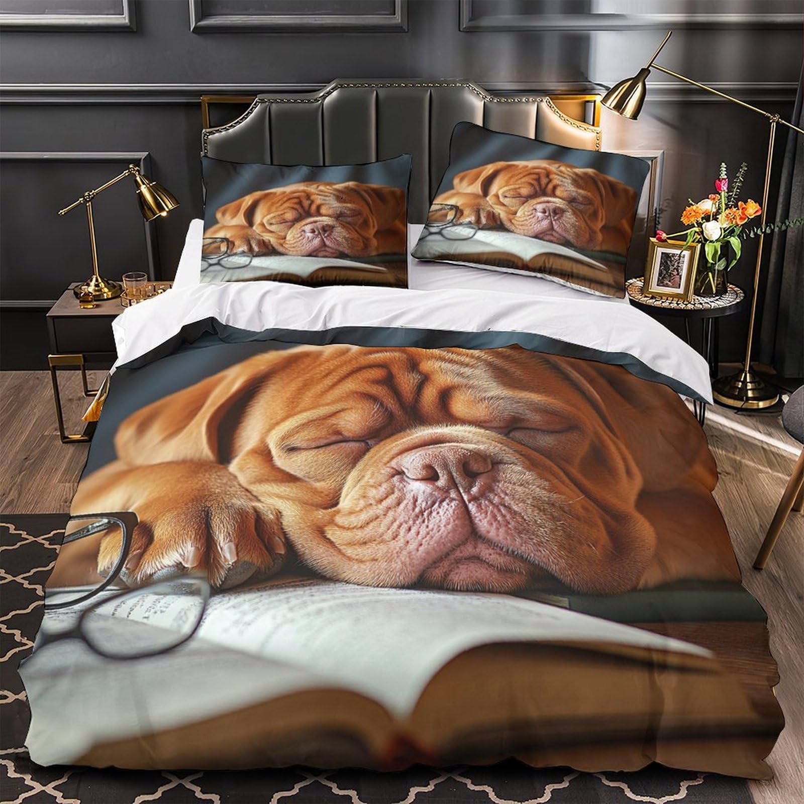 Housse de couette bouledogue 3D ultra douce pour stopper les allergies nocturnes